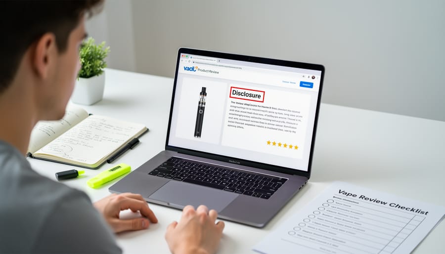 Magnifying glass examining disclosure text on computer screen